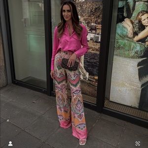 ZARA PALAZZO PRINTED PANTS